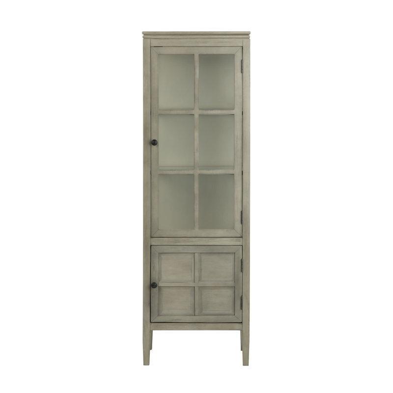 Kül Rengi Gri Akasya Ağacı İki Kapaklı Cam Vitrin - Gümüşlük - 55x173 cm - 156955