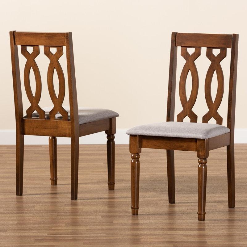 Kumaş Döşemeli Dekoratif Sırtlı Masif Ceviz Sandalye - 2li Set - 145605