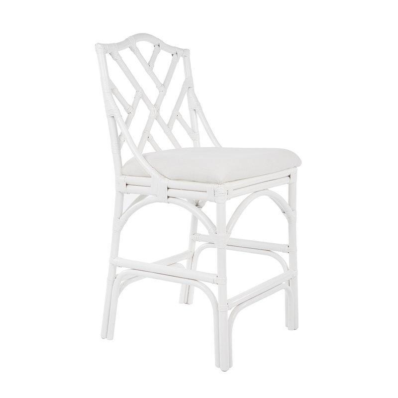 Kumaş Döşemeli Geometrik Sırtlıklı Dört Ayaklı Hasır Bar Sandalyesi - 70 cm - 148185