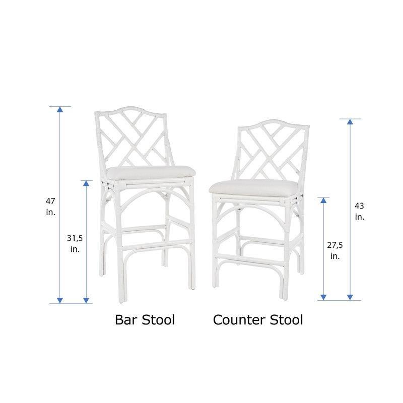 Kumaş Döşemeli Geometrik Sırtlıklı Dört Ayaklı Hasır Bar Sandalyesi - 70 cm - 148185