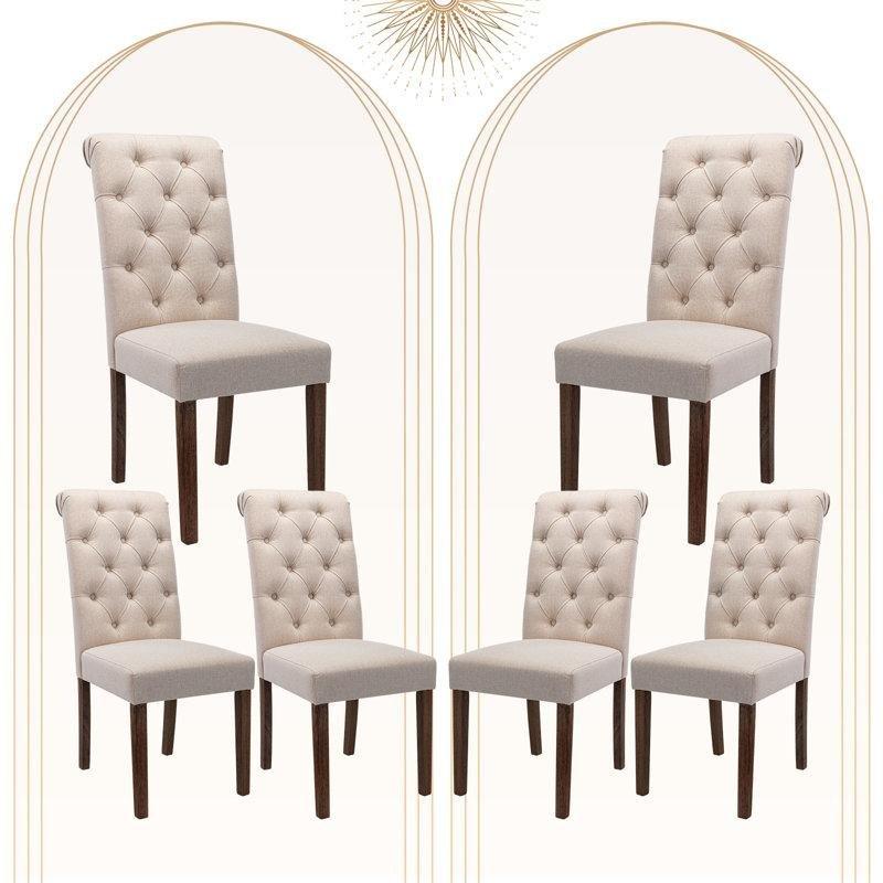 Kumaş Döşemeli Kapitoneli 6lı Set Ceviz Sandalye - 145734