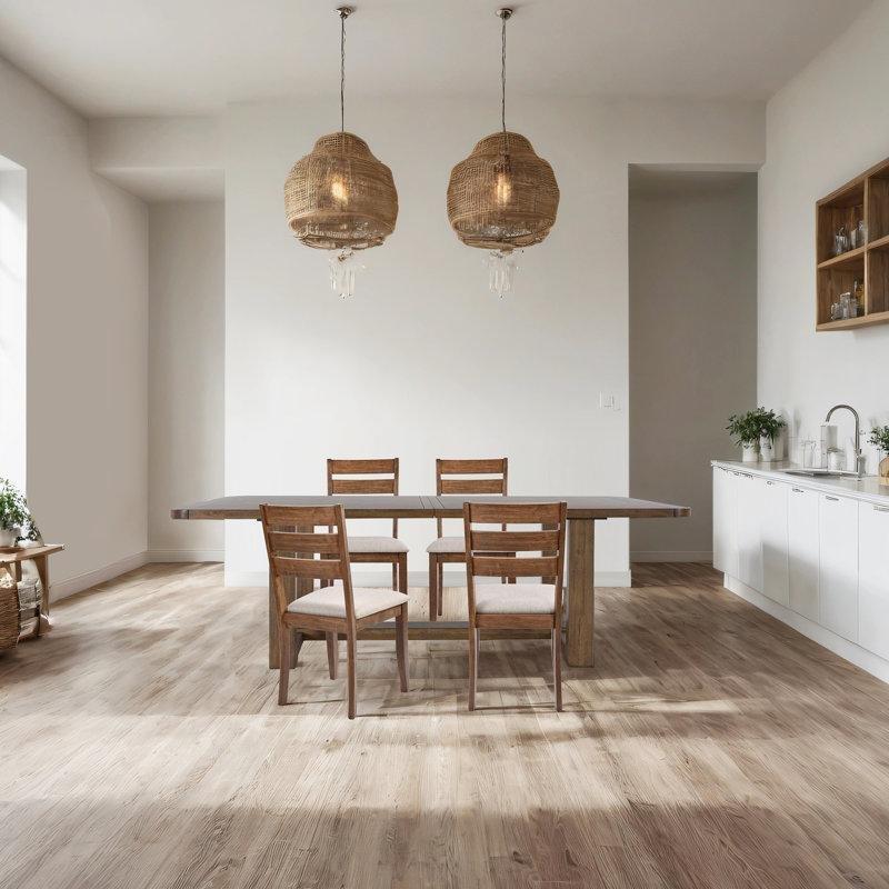 Kumaş Döşemeli Masif Ahşap Merdiven Sırtlı Ceviz Sandalye 4lü Set - 145722