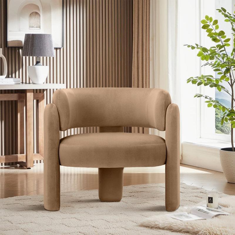 Kumaş Döşemeli Metal İskeletli Modern Üç Ayaklı Berjer Koltuk - 84 cm - 156199