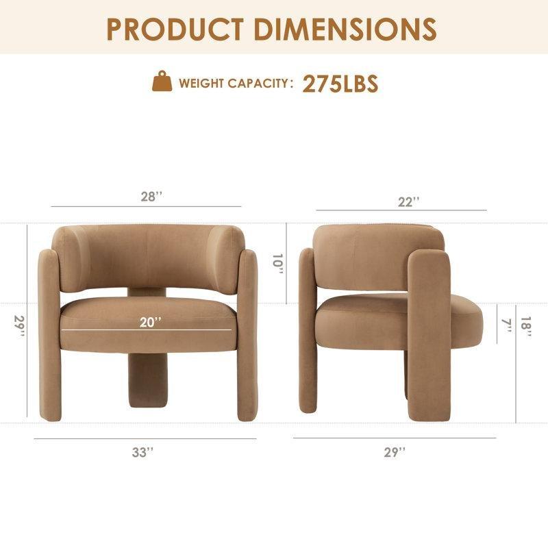 Kumaş Döşemeli Metal İskeletli Modern Üç Ayaklı Berjer Koltuk - 84 cm - 156199