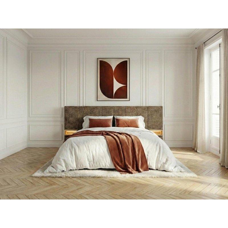Kumaş Kapitoneli LED Aydınlatmalı Komodinli Sandıklı Baza - 160x200 cm - 144228