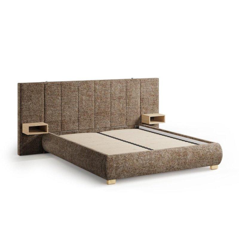 Kumaş Kapitoneli LED Aydınlatmalı Komodinli Sandıklı Baza - 160x200 cm - 144228