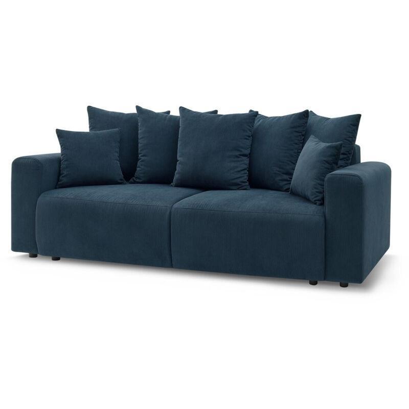 Lacivert Fitilli Kadife 3 Kişilik Koltuk - 240 cm - 152507