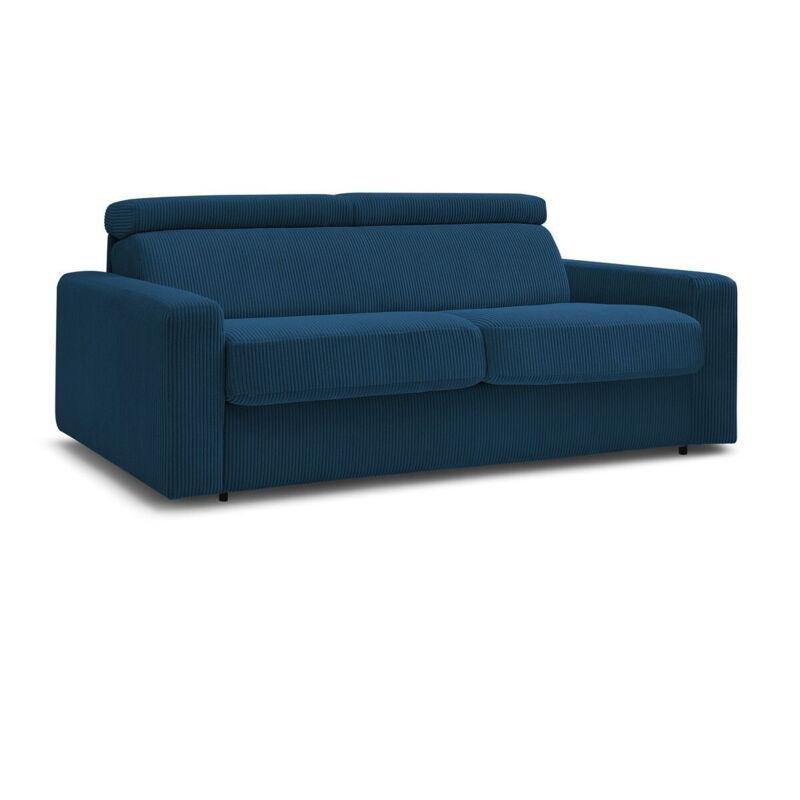 Lacivert Fitilli Kadife Ayarlanabilir Başlıklı Pratik Mekanizmalı Yataklı Koltuk - 152490