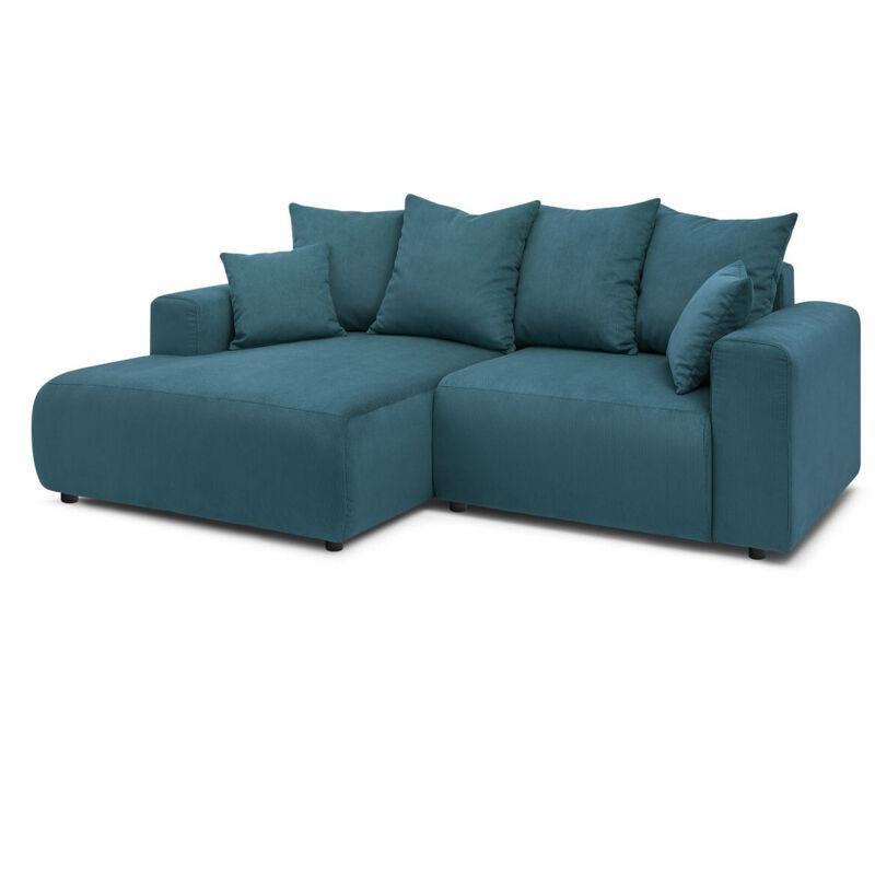 Lacivert Fitilli Kadife Sabit Sol Köşe Koltuk - 237x147 cm - 153170