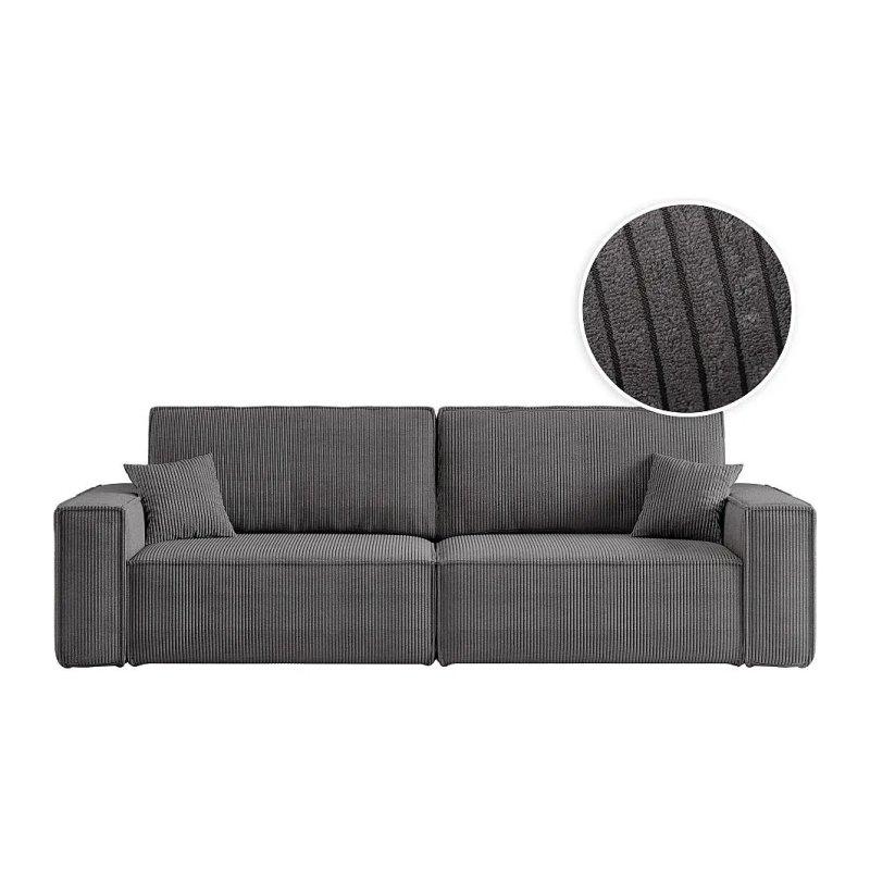 Lacivert Fitilli Kadife Yataklı 3 Kişilik Koltuk - 244x98x83 cm - 155860