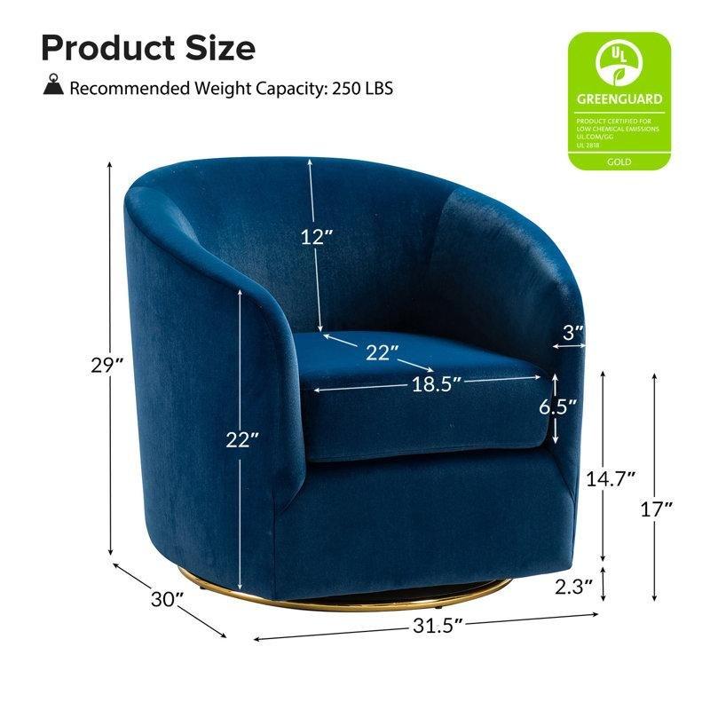 Lacivert Kadife Döner Gold Tabanlı 2'li Set Berjer Koltuk - 156223