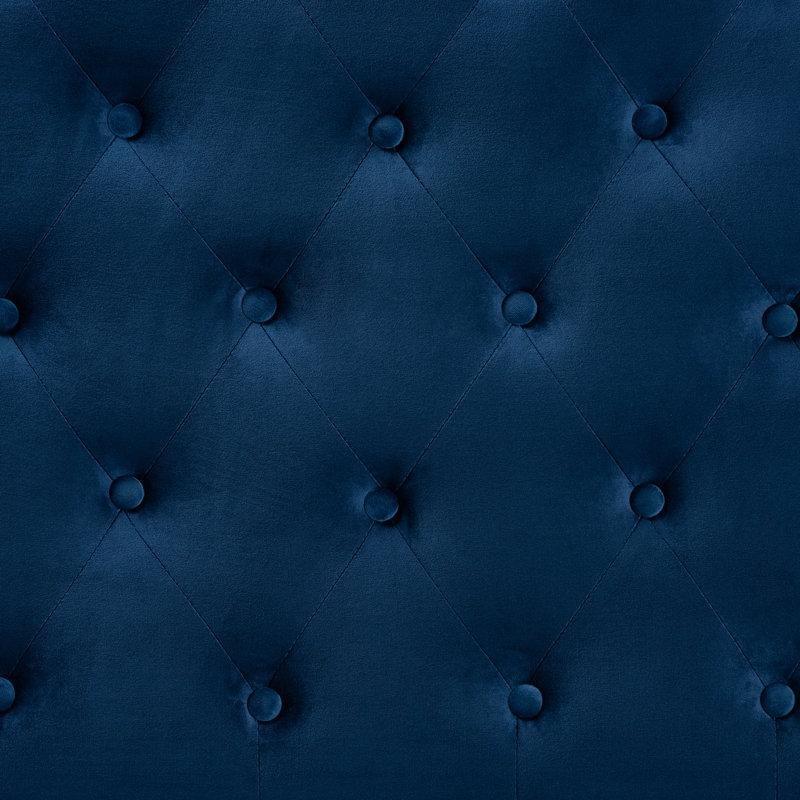Lacivert Kadife Kapitoneli Kavisli Panel Yatak Başlığı - 160 cm - 145014