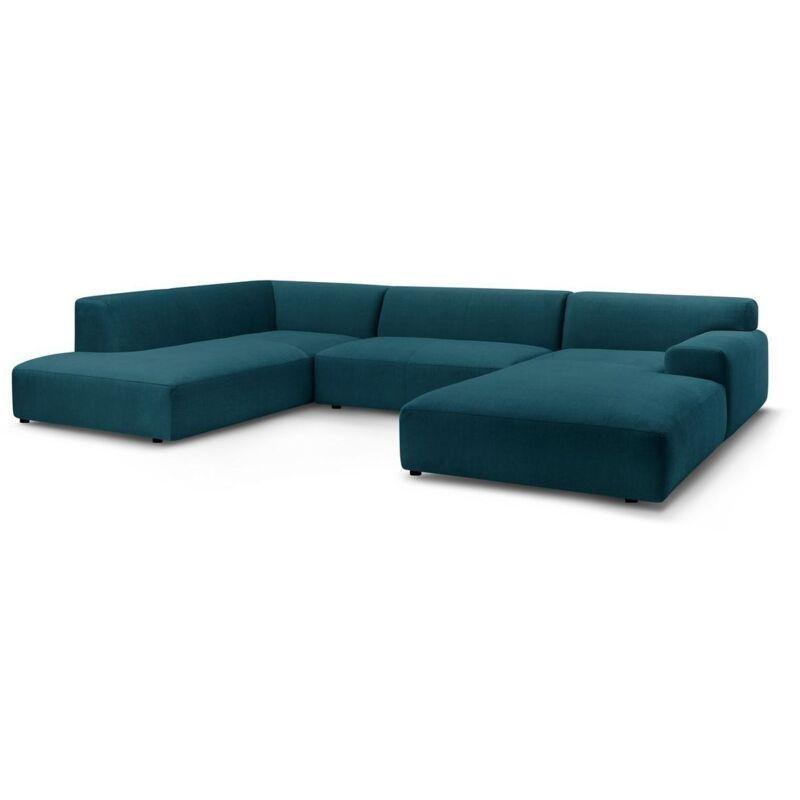 Lacivert Kadife Sağ Köşe Panoramik 6 Kişilik Koltuk - 359x220 cm - 153934