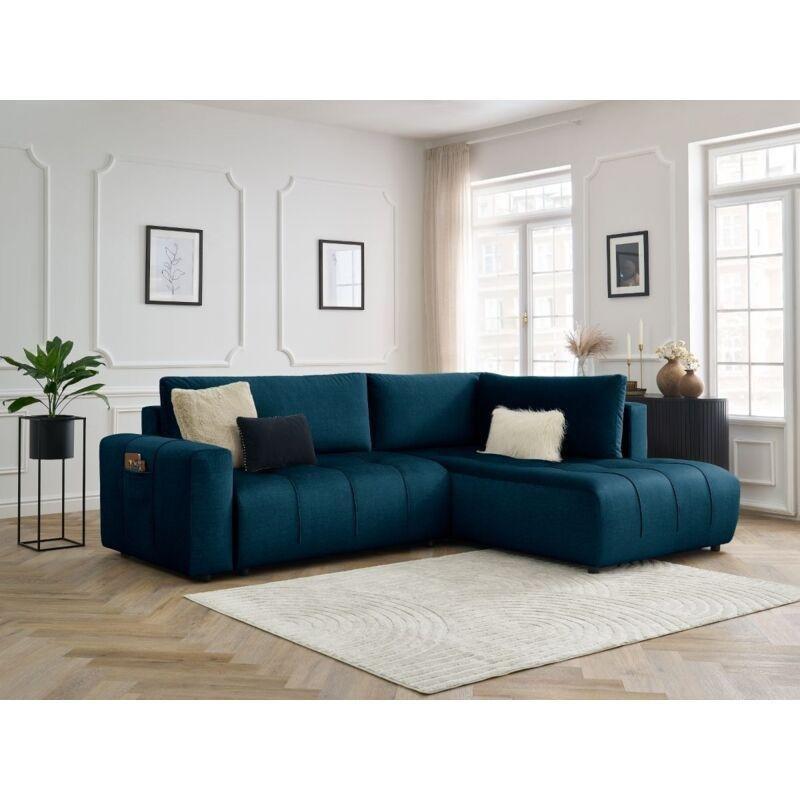 Lacivert Kadife Yataklı Sandıklı Sağ Köşe Koltuk - 277x200 cm - 153276