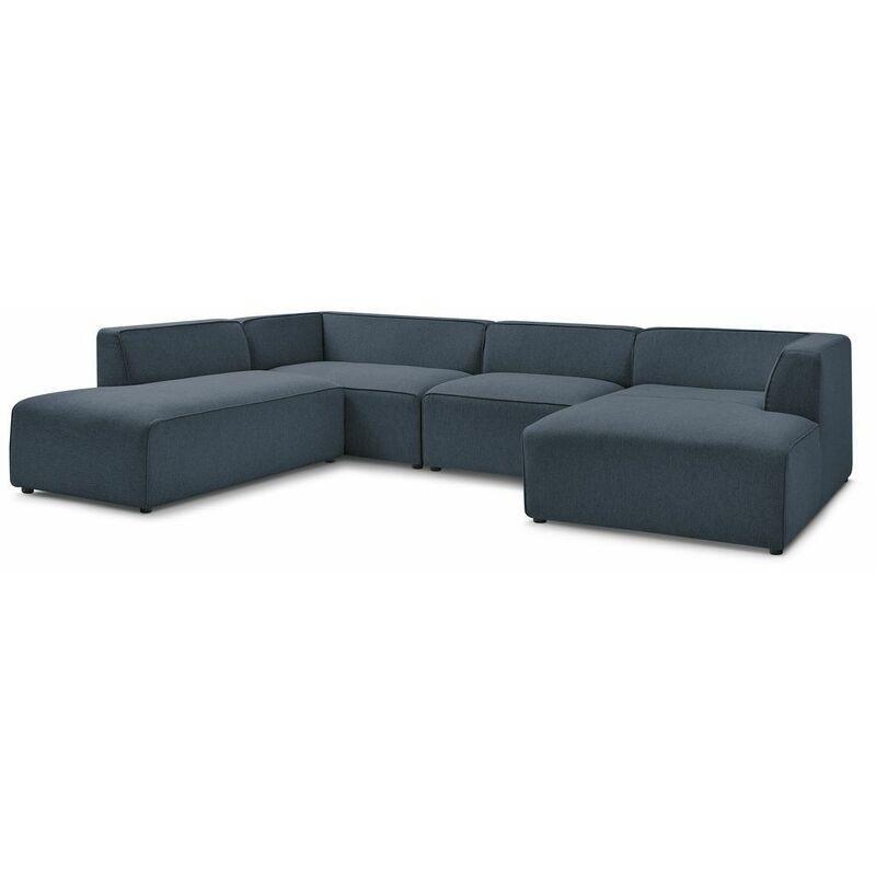 Lacivert Kırçıllı Kumaş Kolçaksız Tasarım Panoramik U Köşe Koltuk - 339x231 cm - 153991