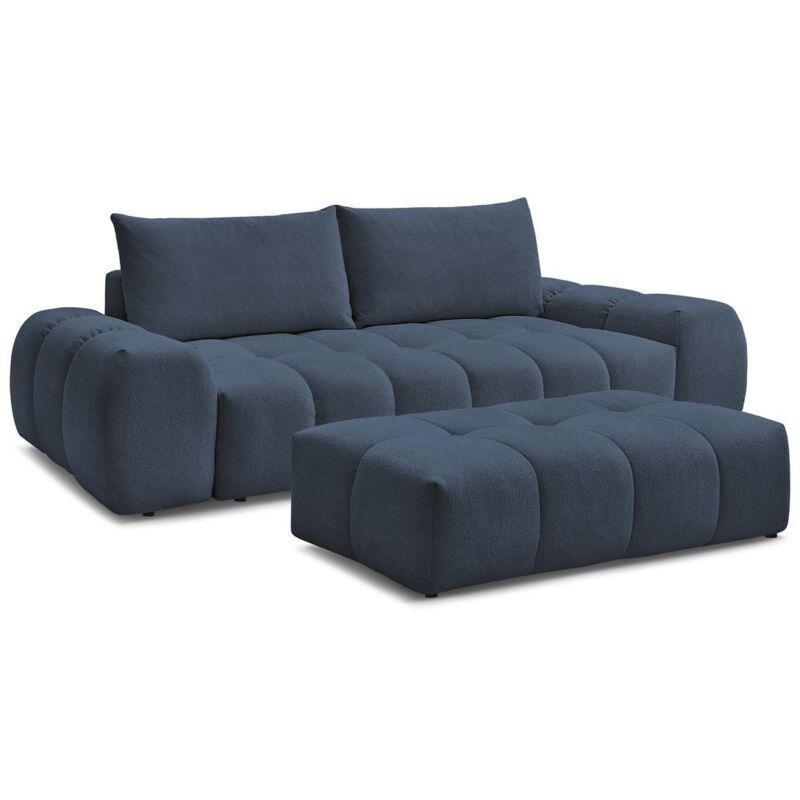 Lacivert Kırçıllı Kumaş Puflu 3 Kişilik Koltuk - 278 cm - 152116