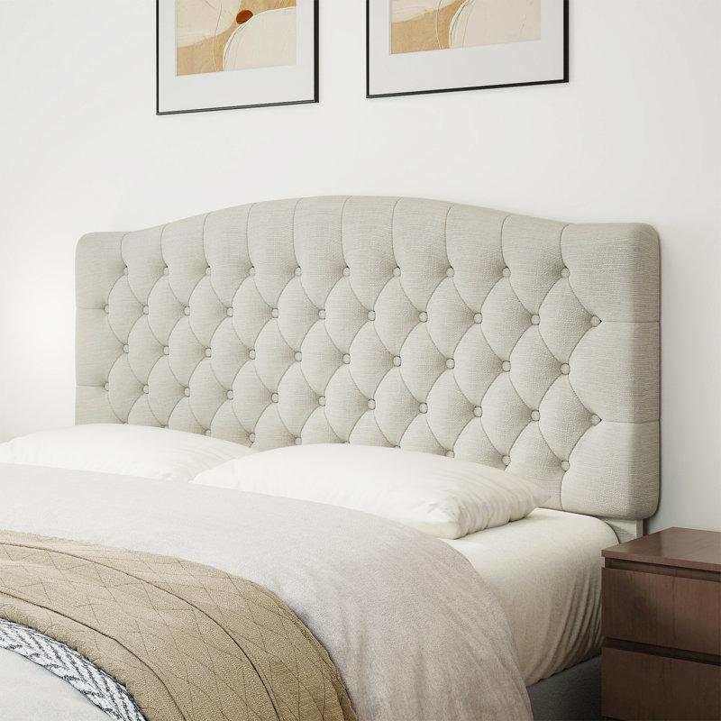 Lacivert Kumaş Kapitoneli Masif Ahşap Ayaklı Ayarlanabilir Yatak Başlığı - 158 cm - 145071