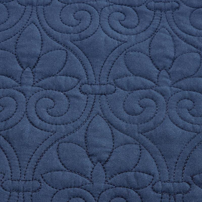 Lacivert Mikrofiber Çift Taraflı Kapitoneli Daybed Karyola Örtü Seti - 99x191 cm - 142717