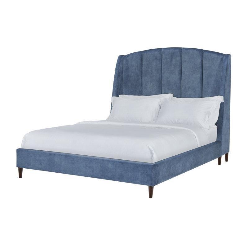 Lacivert Polyester Kumaş Kulaklı Dikey Dikişli Karyola - 145089