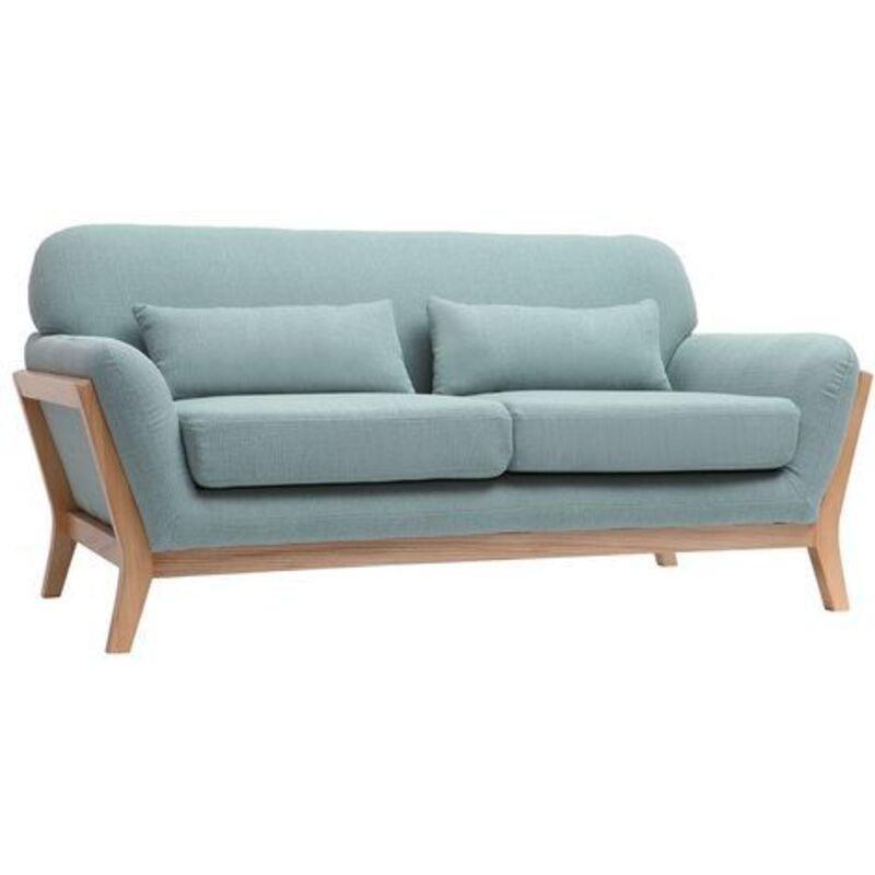 Lagün Yeşili Polyester Kumaş Masif Dişbudak İskeletli İskandinav Tasarım İkili Koltuk - 159 cm - 154068