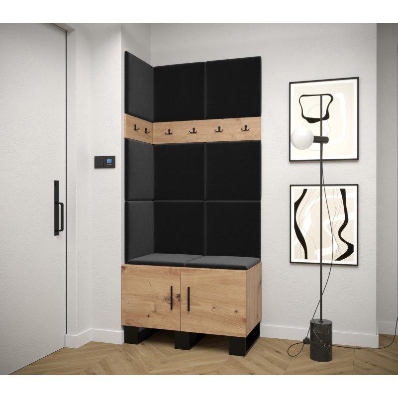 Loft Tarzı Döşemeli Panelli Lamine Levha Portmanto Vestiyer - 84 cm - 158977