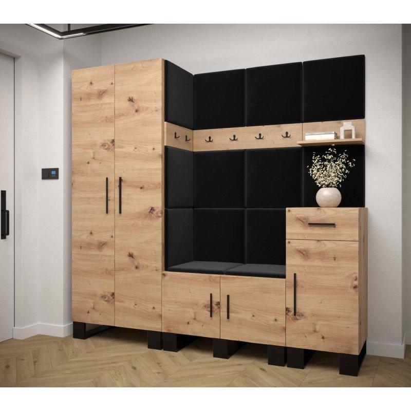 Loft Tarzı Döşemeli Panelli Lamine Levha Portmanto Vestiyer Seti - 200 cm - 158614