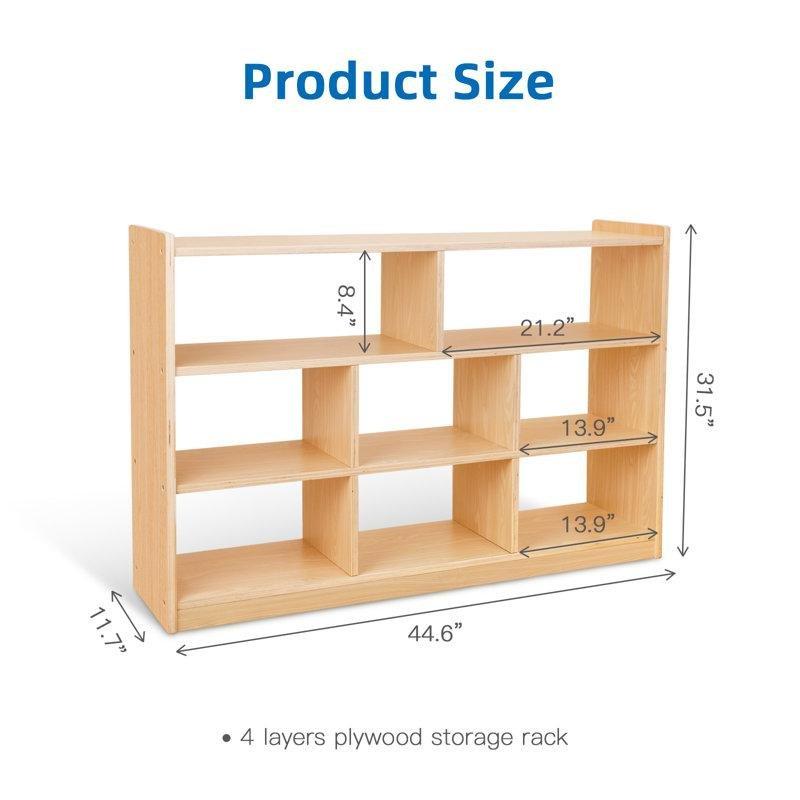 Masif Ahşap 8 Bölmeli Montessori Oyuncak Dolabı - 114 cm - 149967