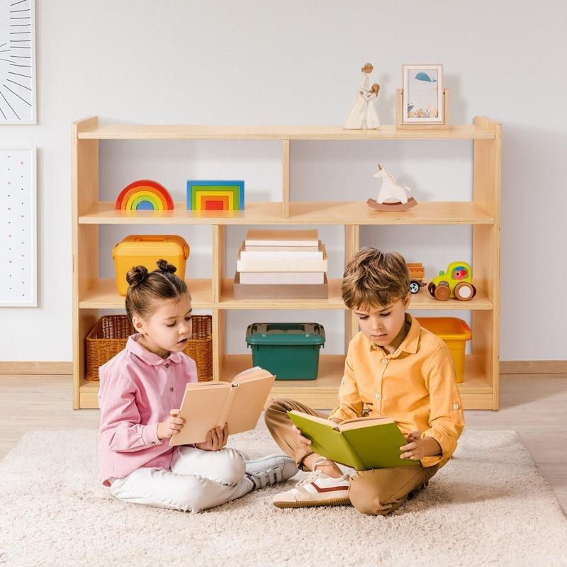 Masif Ahşap 8 Bölmeli Montessori Oyuncak Dolabı - 114 cm - 149967