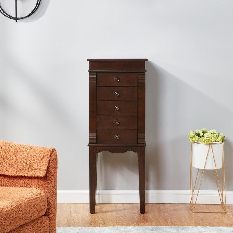 Masif Ahşap Ayaklı 5 Çekmeceli ve Aynalı Takı Dolabı - 145380