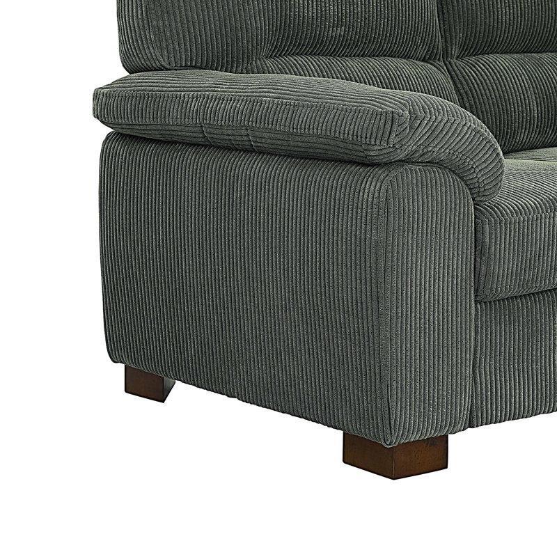 Masif Ahşap Ayaklı Kadife Kumaş Kıvrımlı Kolçaklı Koltuk - 206 cm - 151636