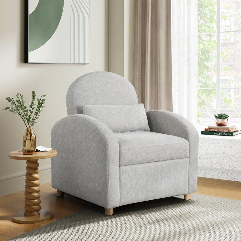 Masif Ahşap Ayaklı Yatak Olabilen Kırlentli Tekli Koltuk - 156295