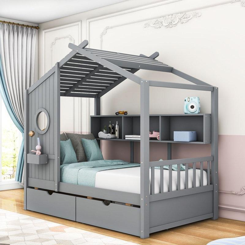 Masif Ahşap Çekmeceli ve Raflı Daybed Karyola - 142834
