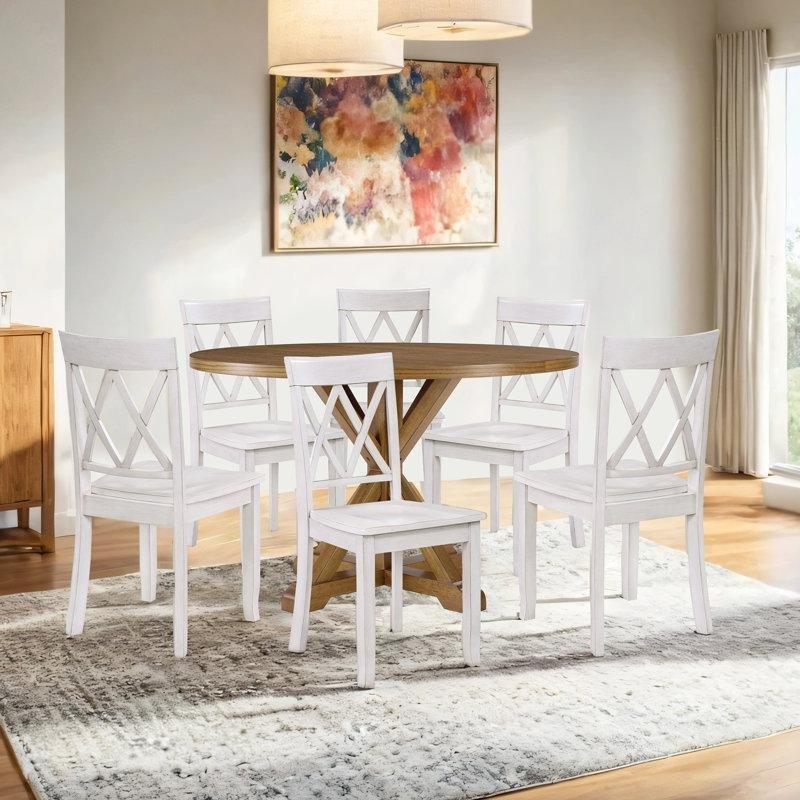 Masif Ahşap Çift Çapraz Sırtlı Ceviz Sandalye - 44 cm - 145686