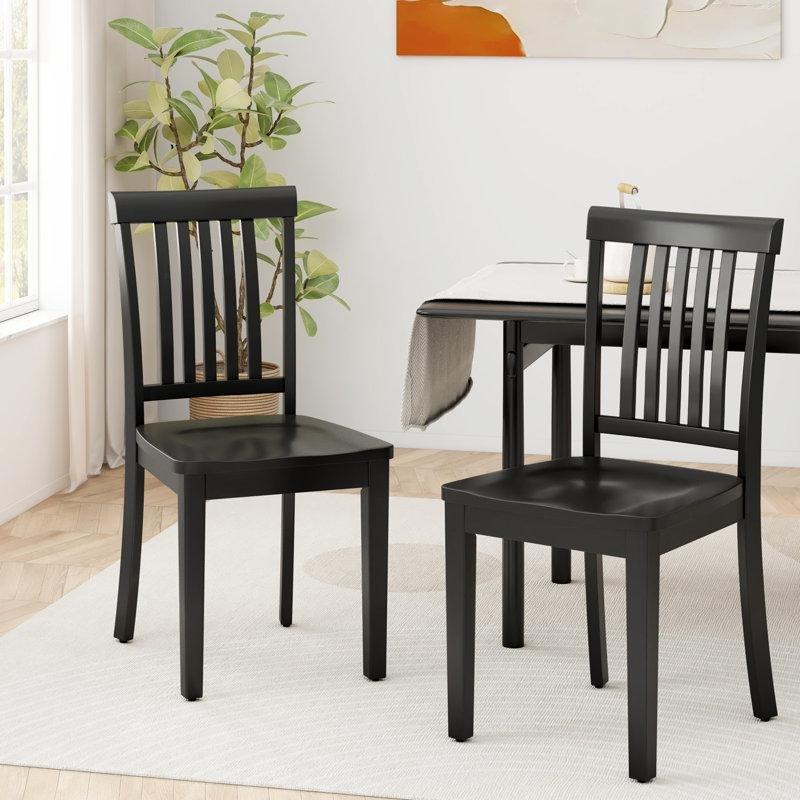 Masif Ahşap Çıtalı Sırtlı Vintage Tasarım 2li Set Sandalye - 146538