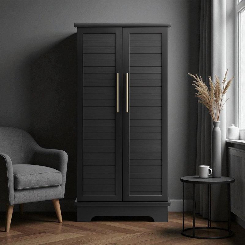 Masif Ahşap Panjur Kapaklı Kilitli Aynalı Takı Şifonyeri - 46 cm - 145215