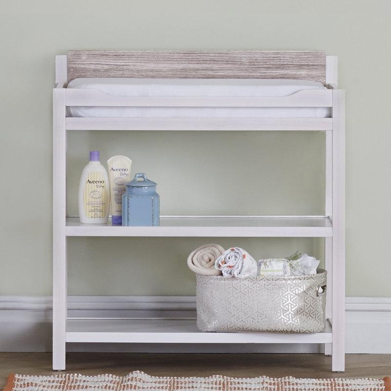 Masif Ahşap Raflı Güvenlik Barlı Alt Değiştirme Masası - 88 cm - 163069