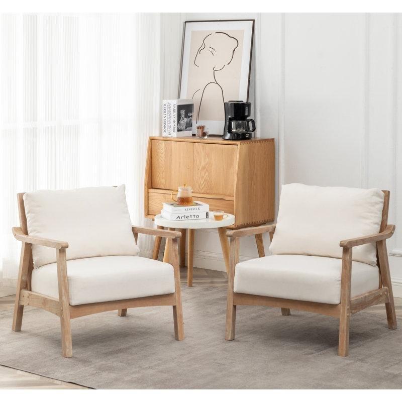 Masif Ahşap Rattan Sırtlı 2%27li Set Berjer Koltuk - 69 cm - 156661