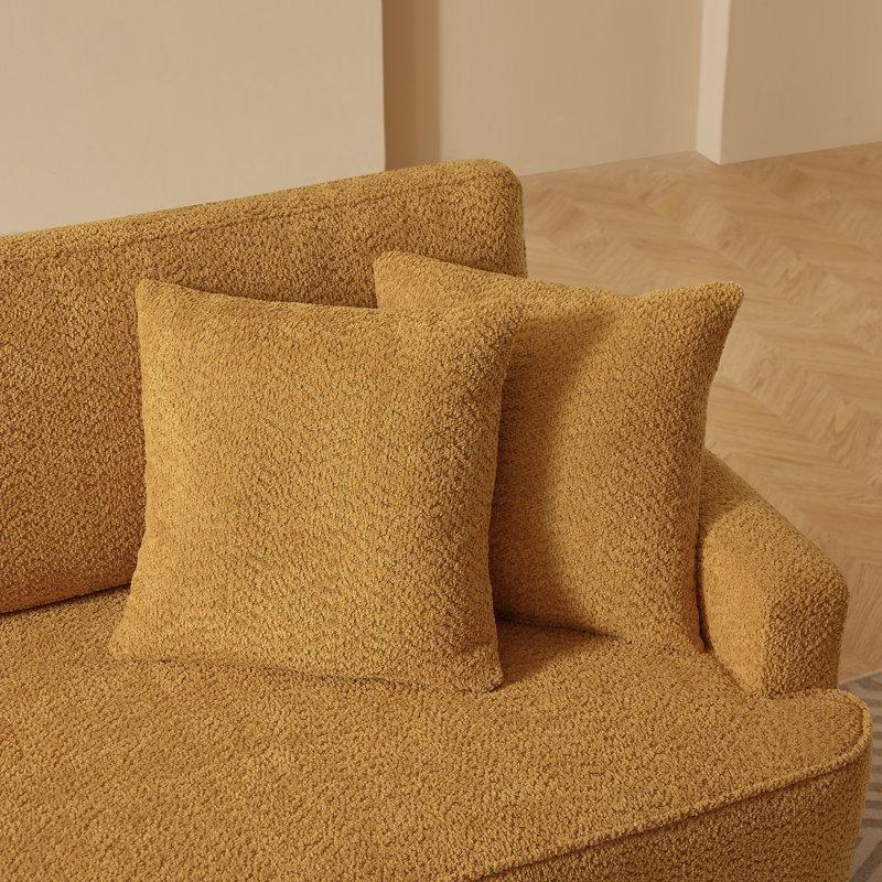 Masif Ahşap Sağ Kollu Puf ve Yastıklı Bukle Kumaş Uzanmalı Koltuk - 78x178 cm - 156394