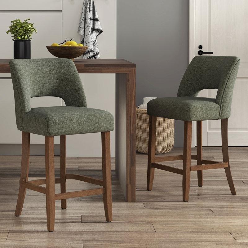 Masif Ahşap Sırtlıklı Ayak Dayamalı 2li Set Bar Sandalyesi - 67 cm - 147879