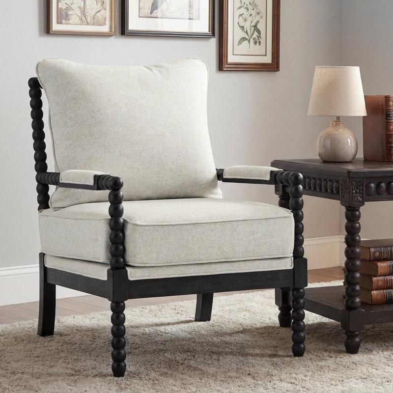 Masif Ahşap Tornalı Ayaklı Yastık Sırtlı Berjer Koltuk - 68 cm - 156631