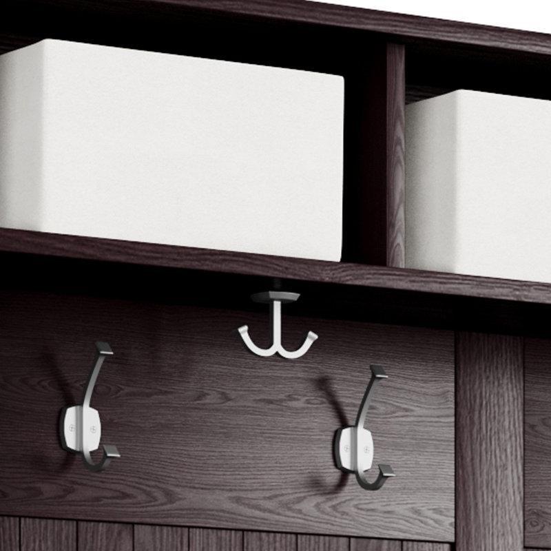 Masif Çam Ahşap Oturaklı Ayakkabılıklı ve 6 Askılı Portmanto Vestiyer - 122x51x195 cm - 159550