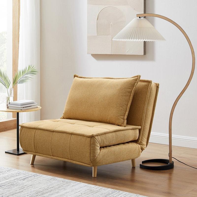 Masif Çam Ayaklı Yatak Olabilen Kolsuz Polyester Kumaş Tekli Koltuk - 105 cm - 156298