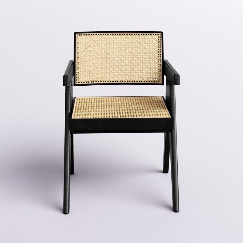 Masif Dişbudak Ağacı Kolçaklı Rattan Sandalye - 146313