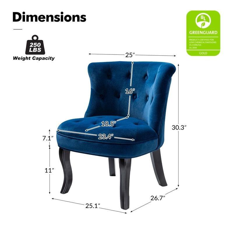 Masif Huş Ağacı Ayaklı Kapitoneli Kadife Berjer Koltuk - 156589