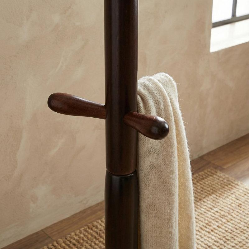 Masif Kauçuk Ağacı Döner Başlıklı 9 Kancalı Ayaklı Portmanto - 176 cm - 161245