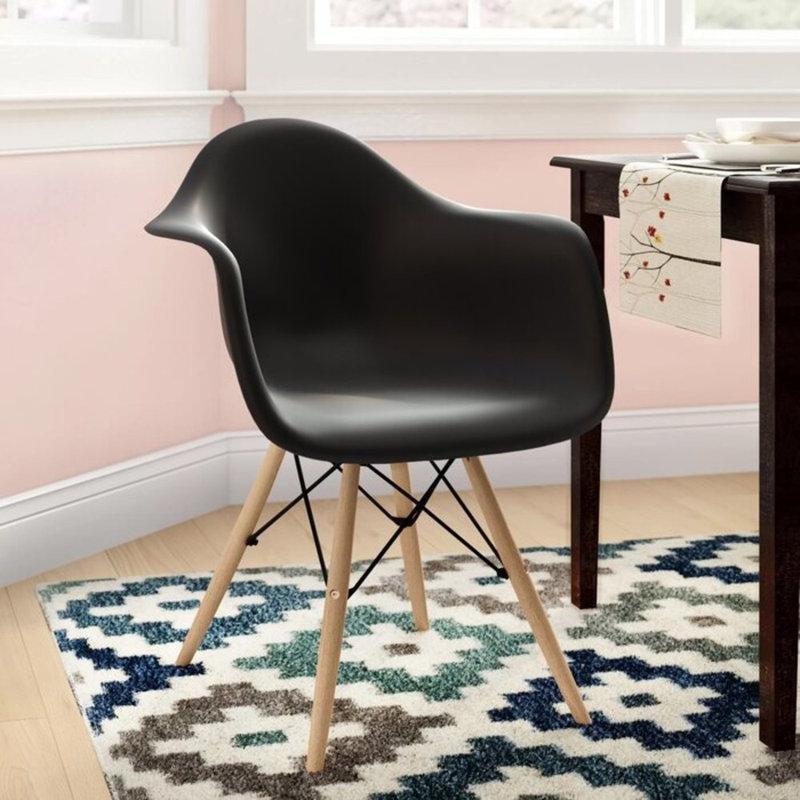 Masif Kayın Ağacı Ayaklı Kolçaklı Plastik Sandalye Seti - 2 Adet - 146748