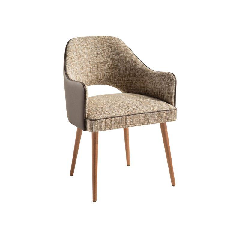 Masif Kayın Kolçaklı Kumaş Döşemeli Sandalye - 60x86x62 cm - 147492