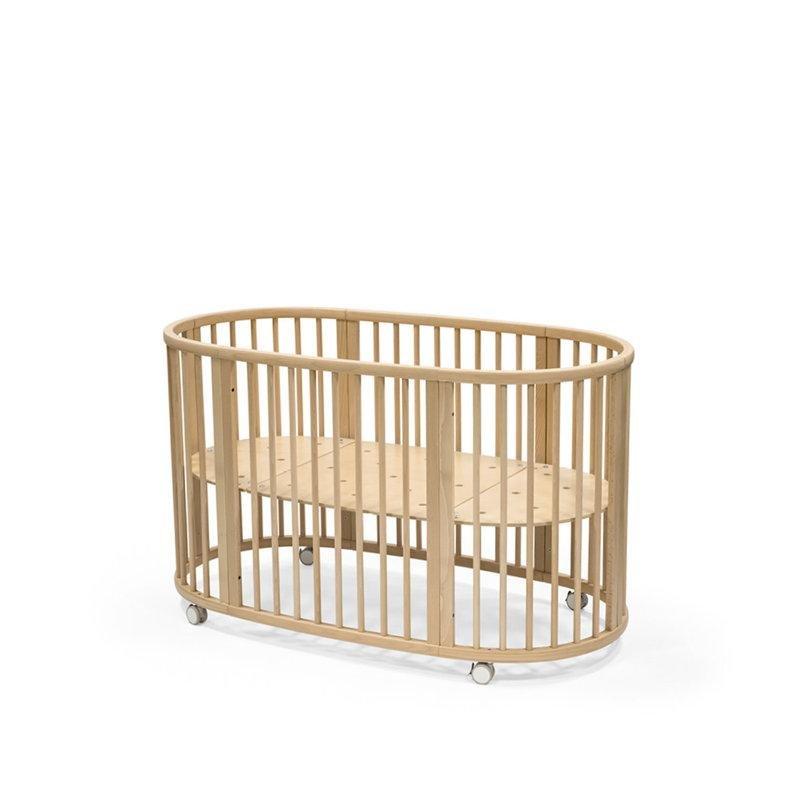 Masif Kayın Tekerlekli Yüksekliği Ayarlanabilir Büyüyen Oval Beşik - 141x74 cm - 161929