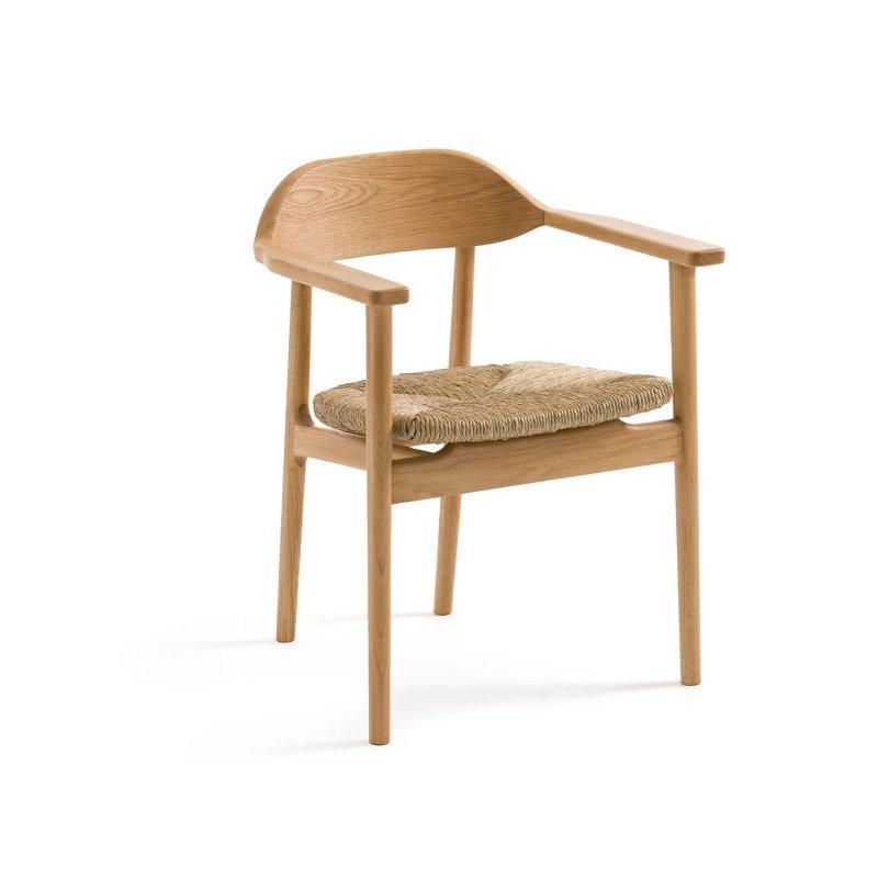 Masif Meşe ve El Örgüsü Hasır Kolçaklı Sandalye - 147402