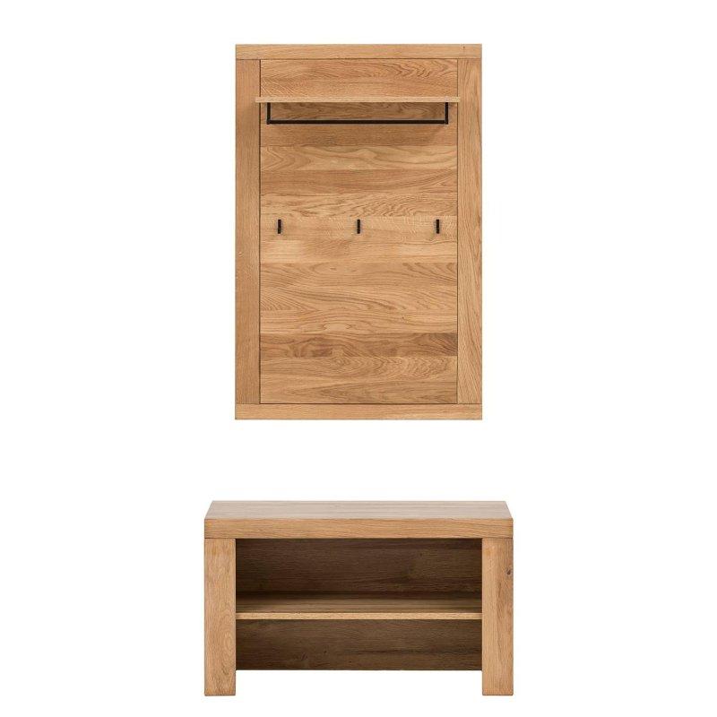 Masif Meşe ve Metal Oturaklı Portmanto Vestiyer - 90 cm - 159160